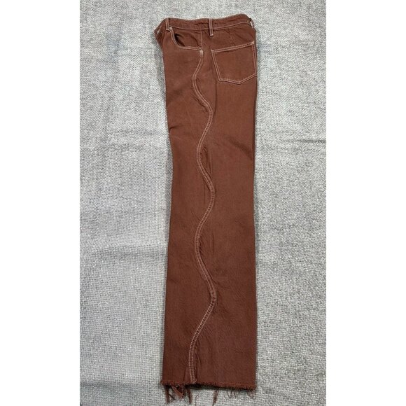 Zara Jeans Womens 4 28x33 Brown Wide Leg High Rise Raw Hem Boho - Picture 9 of 9
